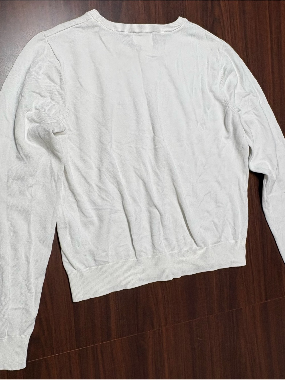 H&M White Fine Knit Crewneck Sweater Women's Size M Long Sleeve - Picture 7 of 8
